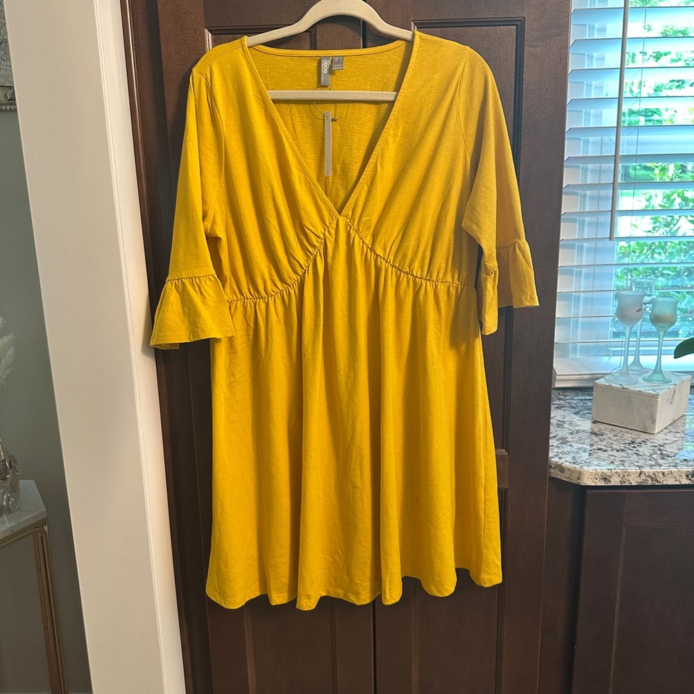 ASOS Mustard V-Neck Dress